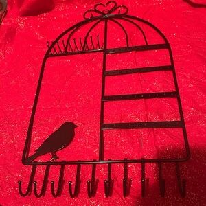 Black Bird Cage jewelry holder- necklaces- bracelets- earrings and more- used